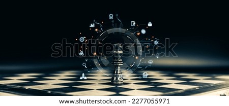 King chess pieces leader winner with strategy icons concepts of leadership or wining challenge battle fighting of business team player and risk management or human resource or strategic planning.