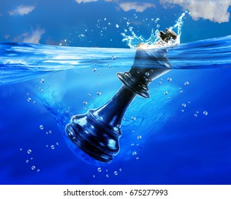 King Chessman in deep blue water.
