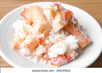 King Crab Legs Meat On White Plate