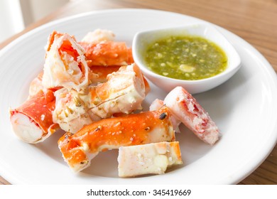 King Crab Legs On White Plate