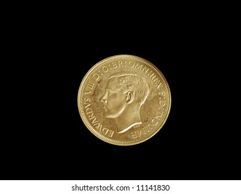 King Edward VIII Coin Isolated On A Black Background