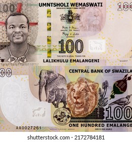 King Mswati III Portrait From Swaziland 100 Emalangeni 2017 Banknotes.