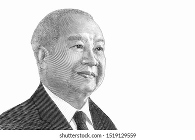 King Norodom Sihanouk Portrait From
 Banknotes. 