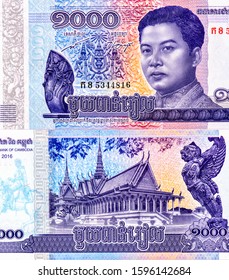 King Norodom Sihanouk, Portrait From Cambodia 1000 Riels 2016 Banknotes. 