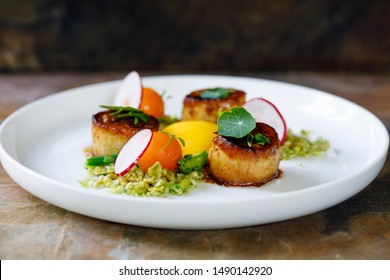 King Oyster Mushroom Scallops Confit Yolk Stock Photo 1490142920 ...