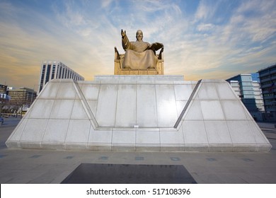 King Sejong Statue In Gwanghwamun Plaza.