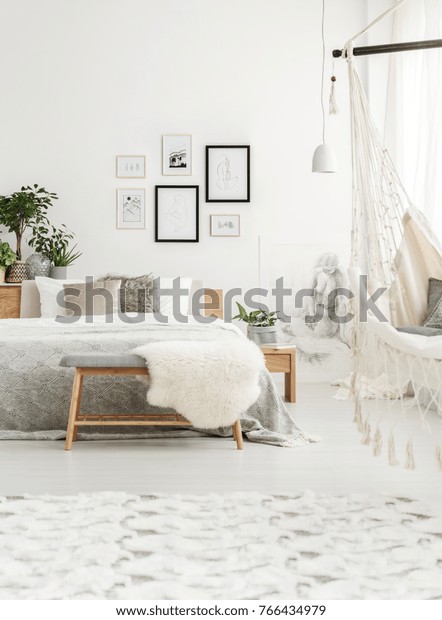 King Size Bed Pillows Grey Coverlet Stock Image Download Now