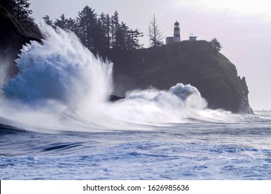 King Tide And High Surf Collide At Cape Disappointment