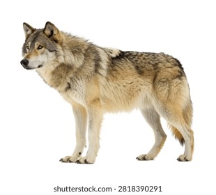 King Wolf Front Facing Pose Dominant Appearan Isolated On White Background