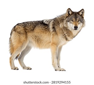 King Wolf Front Facing Pose Dominant Appearan Isolated On White Background