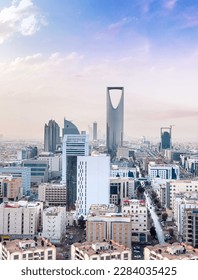 Kingdom of Saudi Arabia Landscapes by day - Riyadh Tower Kingdom Tower - Kingdom Tower - Riyadh Skyline - Riyadh during the day - Shutterstock ID 2284035425
