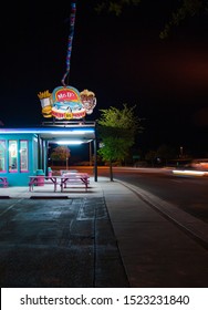 Kingman, Arizona. May 2010: Night view of Mr. D'z Route 66 Diner in Kingman located on historic Route 66.