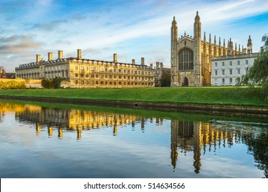 King's Chapel with beautiful morning sky in Cambridge, UK