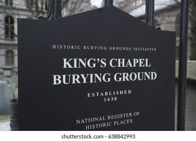 Kings Chapel Burying Ground In Boston - BOSTON / MASSACHUSETTS - APRIL 3, 2017