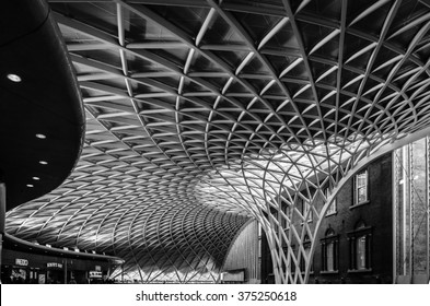 King's Cross London railway station indoor modern architecture construction, contrast with the old house - Powered by Shutterstock