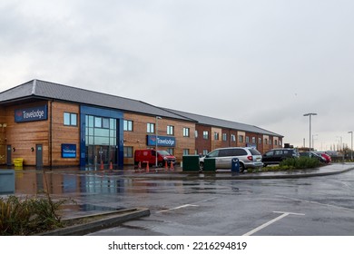 Kings Lynn, Norfolk, United Kingdom - December 15th 2017: Travelodge A Budget Hotel Chain On A Damp Cloudy Day