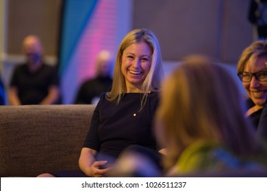 KINGSCLIFF, AUSTRALIA - JULY 16, 2015:  Alisa Camplin and Rosemary Anne "Rosie" Batty participate in panel discussion at Mantra Group conference.  