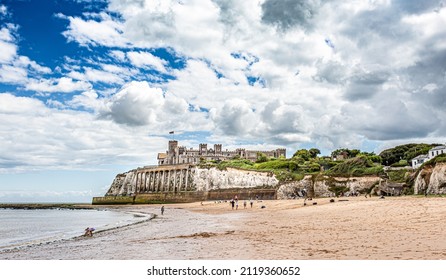 Kingsgate Castle on the cliffs above Kingsgate Bay, Broadstairs, Kent.Broadstairs on the Kent Coastline England UK.Broadstairs,Kent England.June 28 2019