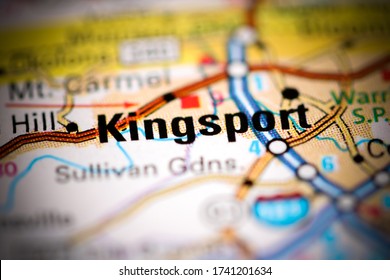 Kingsport. Tennessee. USA On A Geography Map