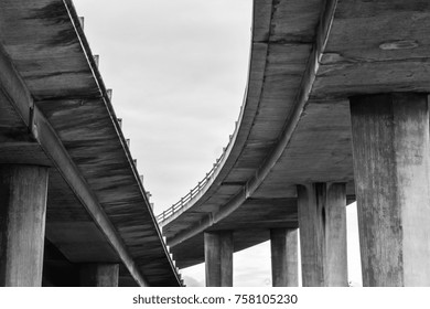 Kingston Bridge Flyover, Glasgow, Scotland, Black And White Image