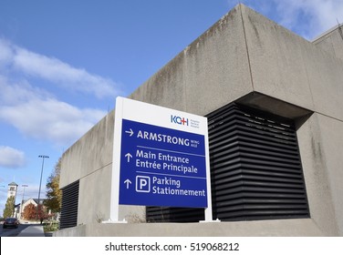 Kingston, Ontario, Canada - November 12, 2016: Signage Of Kingston General Hospital. 