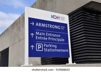 Kingston, Ontario, Canada - November 12, 2016: Sign Of Kingston General Hospital. 