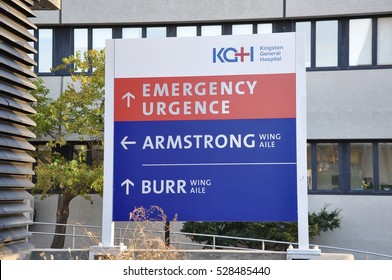 Kingston, Ontario, Canada - November 13, 2016: Signage Of Kingston General Hospital.