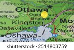 Kingston, Ontario marked by a yellow map tack. The City of Kingston is located in the Province of Ontario, Canada.