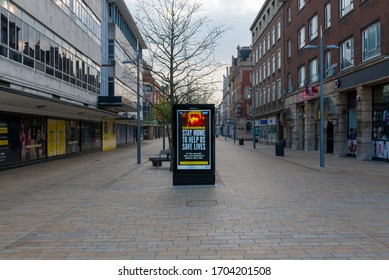 Kingston Upon Hull, Yorkshire, United Kingdom, 11.04.2020 City Centre Of Kingston Upon Hull During Coronavirus Pandemic