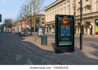 Kingston Upon Hull, Yorkshire, United Kingdom, 11.04.2020 City Centre Of Kingston Upon Hull During Coronavirus Pandemic