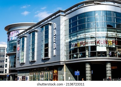 Kingston-Upon-Thames, Kingston London UK, March 23 2022, Odeon Cinema Complex And Kun Fu Chinese Restaurant Building Exterior