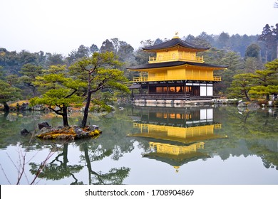 Kinkakuji (golden Pavilion, Kyoto, Japan) And Its Reflection In Winter