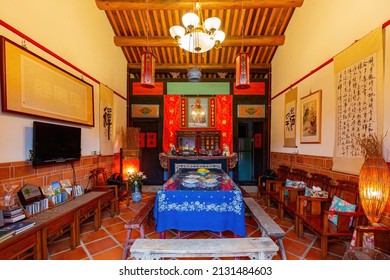 Kinmen, MAY 30 2014 - Interior View Of A Traditional Worship Hall