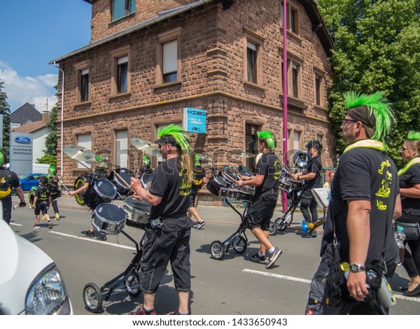 Kirchheimbolanden,Rheinland-Pfalz/Germany-06 23\
2019: Holiday parade on streets of German town during Beer Festival\
week