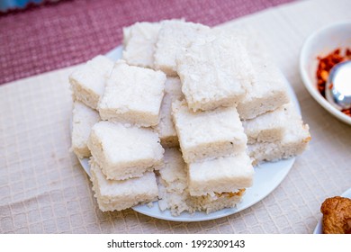 Kiribath Milk Rice On A White Dish Closeup