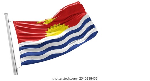 Kiribati national flag cloth fabric waving on beautiful white Background. - Powered by Shutterstock