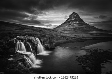 Kirkjufell and Kirkjufellfoss in iceland - Powered by Shutterstock