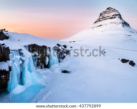 Kirkjufell Rock in the Winter oft Iceland
Frozen Waterfall