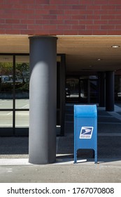 Kirkland, Washington / USA - April 12 2020: United States Postal Service Mail Box At An Office Building, With Space For Text