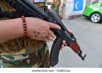 KIRKUK,IRAQ- SEPTEMBER 25: .Iraqi Turkmen Front (ITF) Soldiers September 25, 2017 In Kirkuk,Iraq