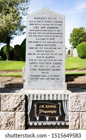 Kirriemuir, Scotland - Sept 8 2019: The Grave Of J M Barrie, Kirriemuir Graveyard