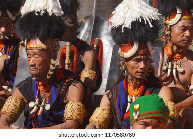 Kisama Heritage Village, Kohima, Nagaland/India- 2nd December 2017. Hornbill Festival is a celebration held every year, t is also called the  'Festival of Festivals'. Naga traditions, dance. music.