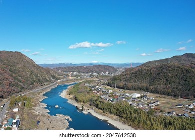 Kiso River From The Sky In Gifu Japan