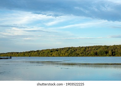 Kiss Of Autumn On A Summer Lake.  Destination Gouldsboro State Park In Pennsylvania