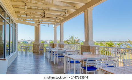 KISSIMMEE, FLORIDA - MAY 29, 2019: Margaritaville Resort Orlando. Main Restaurant And Bar Euphoria Located Within The Resort. Two Story With Outside Dining And Balcony.