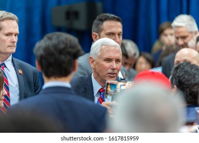 Kissimmee, Florida/USA - January 16, 2020: Latinos For Trump Event With Vice President Mike Pence And Second Lady Karen Pence At Nacion De Fe. President Rally Campaign 2020.