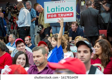 Kissimmee, FloridaUSA - January 16, 2020: Latinos For Trump Event With Vice President Mike Pence And Second Lady Karen Pence At Nacion De Fe. Peoples Support Trump And Pence.