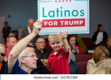 Kissimmee, Florida/USA - January 16, 2020: Latinos For Trump Event With Vice President Mike Pence And Second Lady Karen Pence At Nacion De Fe. Kids Support Trump And Pence.