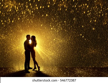 Kissing Couples Silhouette, Contour of Young Couple Falling in Love, Valentine s Dating Kiss - Shutterstock ID 546772387