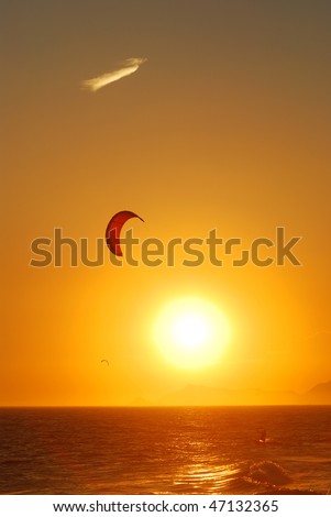 Similar – Image, Stock Photo Kitesurfer in the evening light